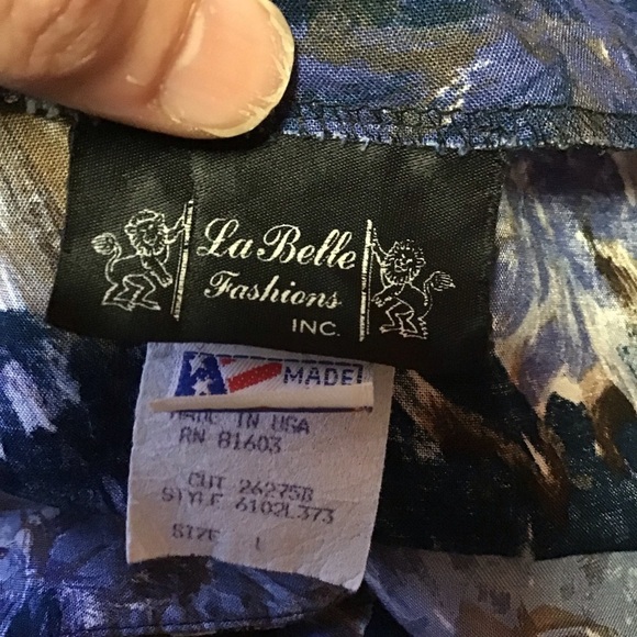 VTG 90s Blue Floral Button Down Top - Picture 3 of 12
